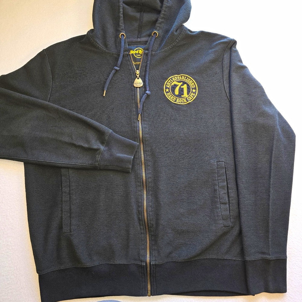 Hard Rock Cafe NY Hoodie Skull Winged Distressed Zip Sweatshirt Y2K Grunge XL...